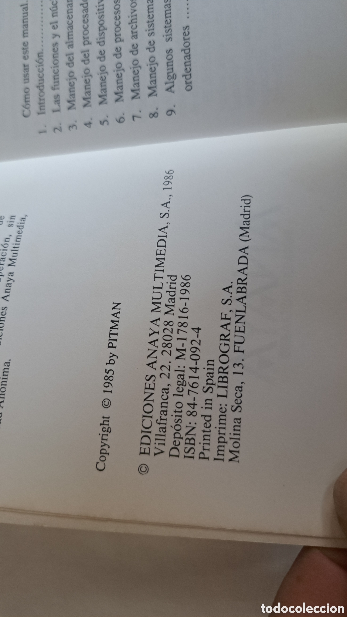 Libros de segunda mano: INTRODUCCION SISTEMAS OPERATIVOS. Anaya 1986 - Foto 3