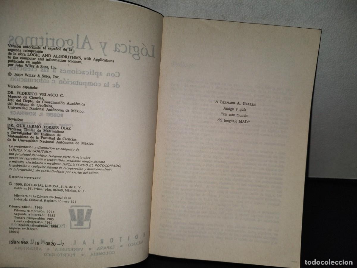 Libros de segunda mano: 204- L&Oacute;GICA Y ALGOR&Iacute;TMOS - ROBERT R. KORFHAGE - Foto 5