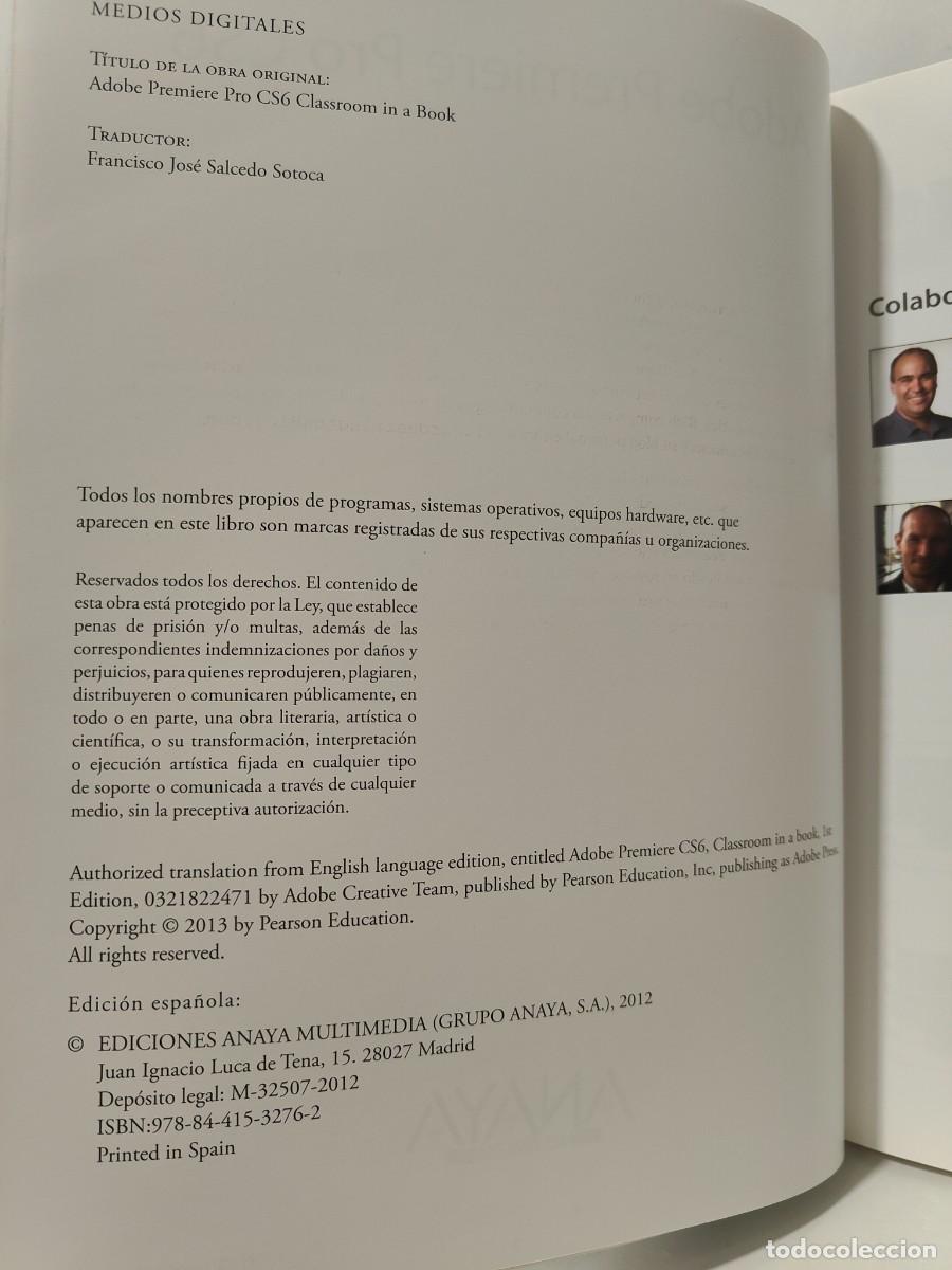 Libros de segunda mano: ADOBE PREMIERE CS6 - Libro de formaci&oacute;n oficial de ADOBE SYSTEM - Incluye CD - ANAYA Ediciones - Foto 6