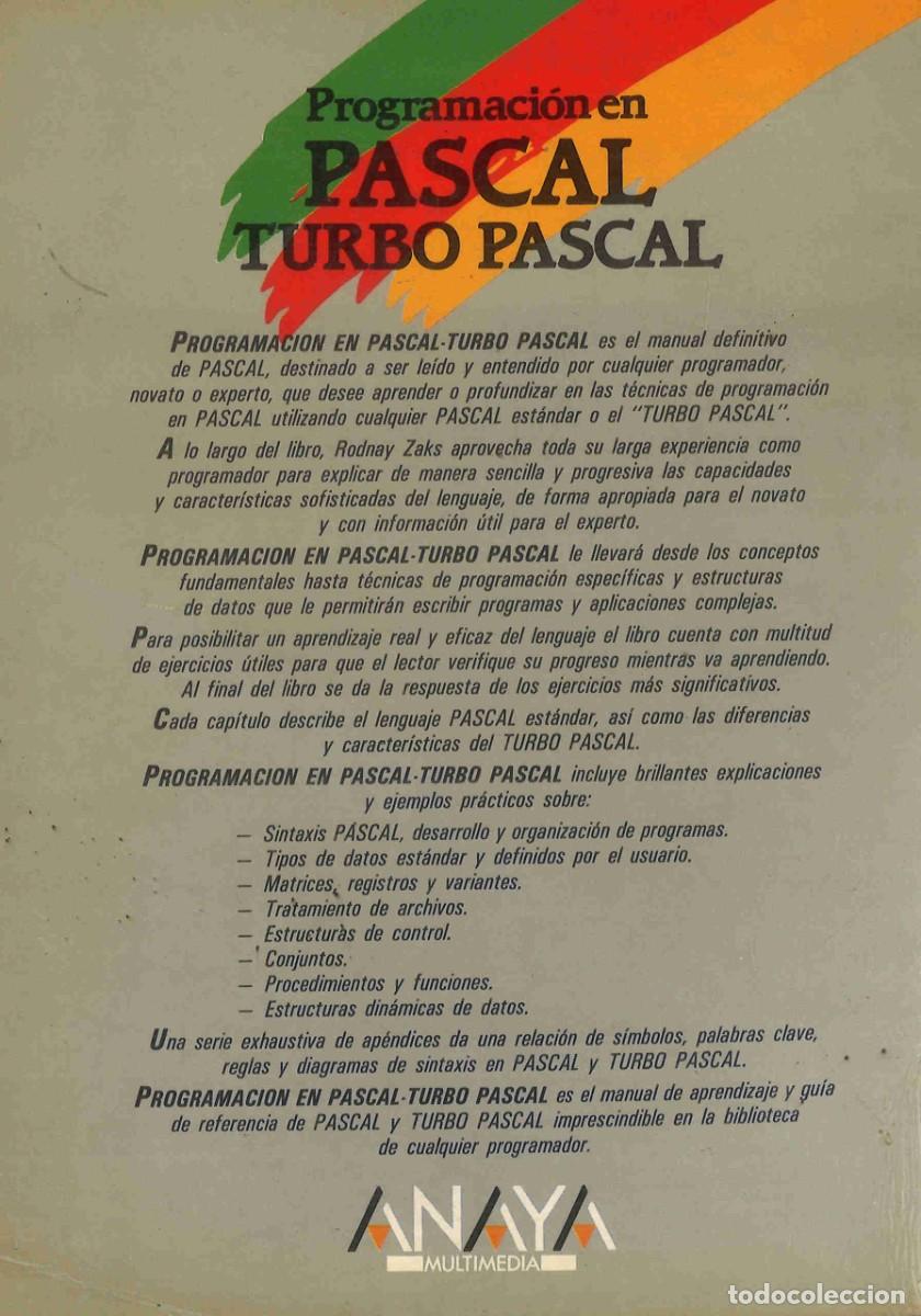 Libros de segunda mano: Programaci&oacute;n en Pascal Turbo Pascal. Rodnay Zaks. Anaya. 1986 - Foto 2