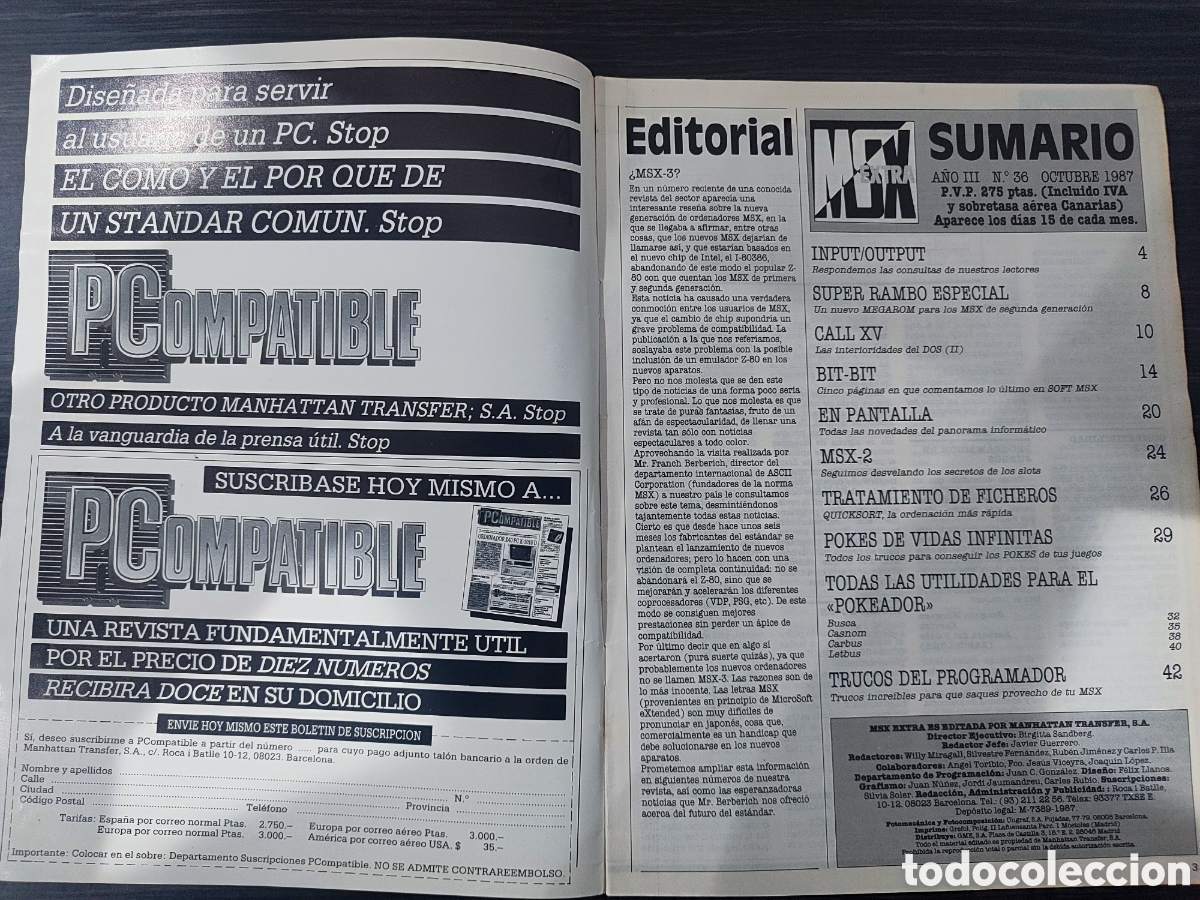 Libros de segunda mano: Msx Extra N 36 Octubre 1987 - Foto 2