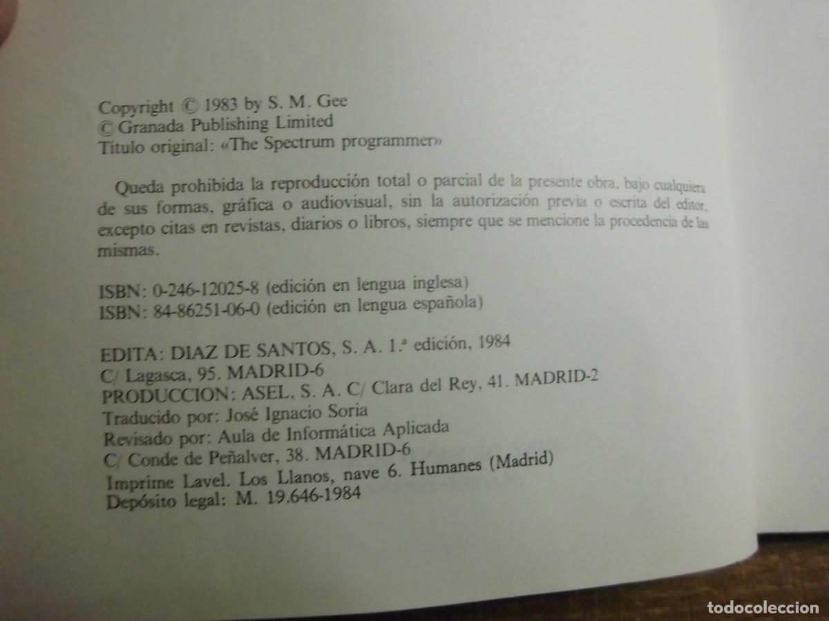 Libros de segunda mano: EL PROGRAMADOR DE SPECTRUM S.M.GEE D&Iacute;AZ DE SANTOS - Foto 5