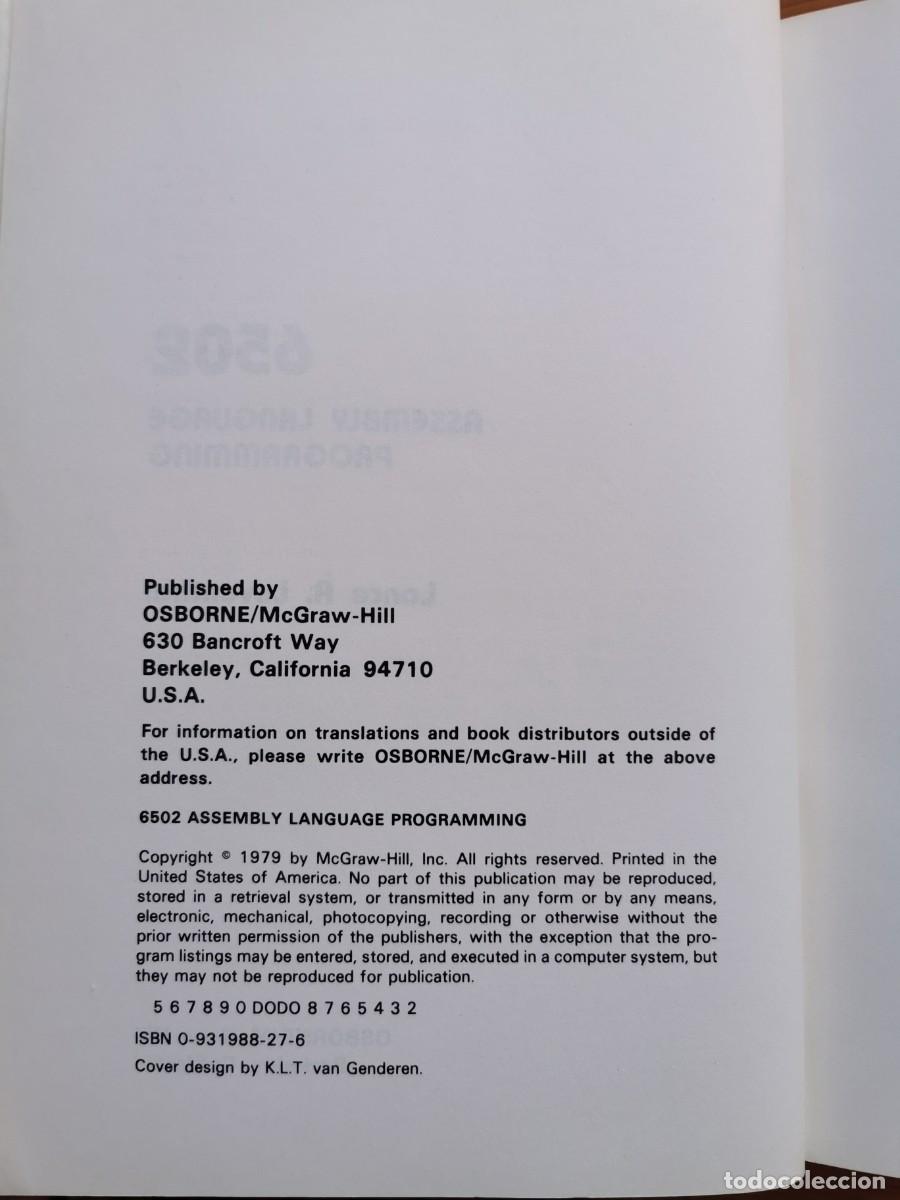 Libros de segunda mano: 6502 Assembly Language Programming escrito - Lance A. Leventhal - 1979 OSBORNE/McGRAW-HILL - Foto 5