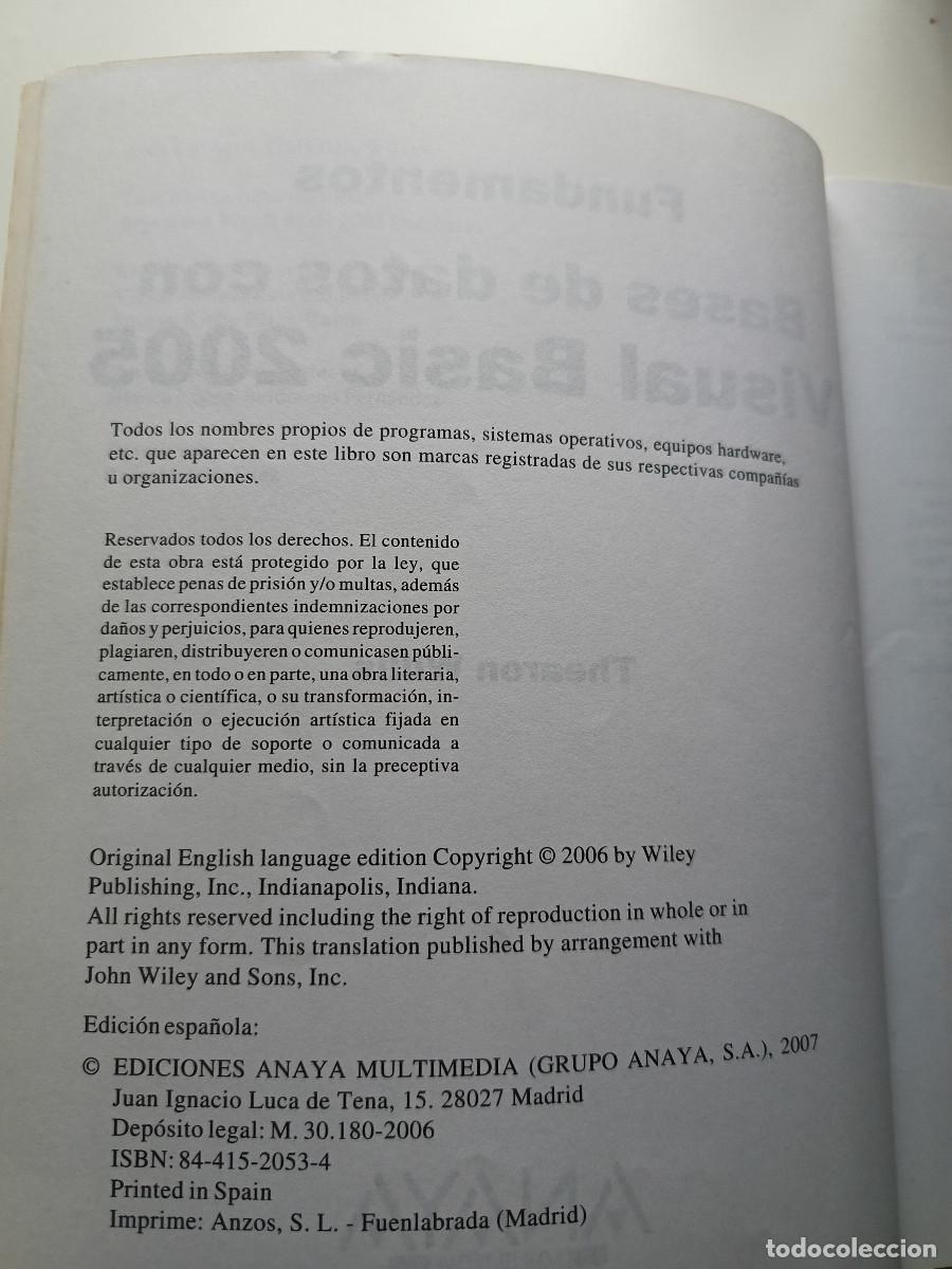 Libros de segunda mano: Fundamentos Bases de datos con Visual Basic Thearon Willis ANAYA 2007 INFORMATICA PROGRAMACION TM - Foto 10