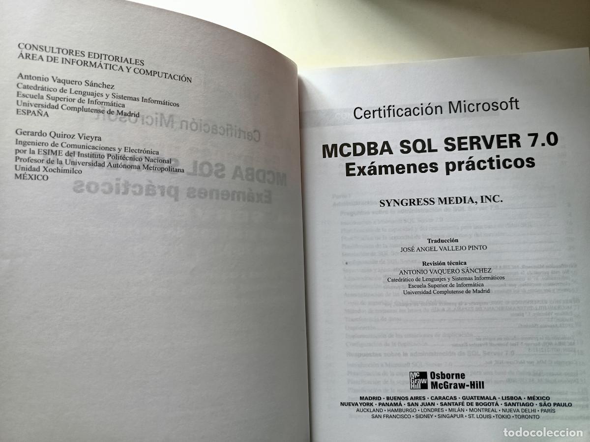 Libros de segunda mano: MCDBA SQL SERVER 7 EXAMENES PRACTICOS DE CERTIFICACION MC Graw Hill 2000 INFORMATICA PROGRAMACION TM - Foto 8
