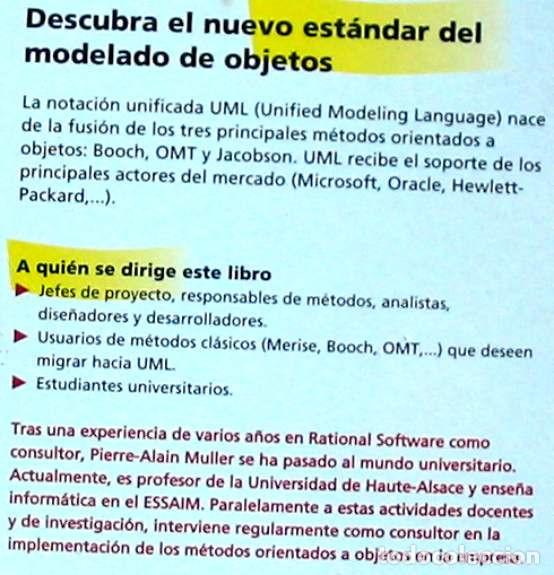 Libros de segunda mano: MODELADO DE OBJETOS CON UML - PIERRE-ALAIN MULLER 1997 - VER INDICE - Foto 2