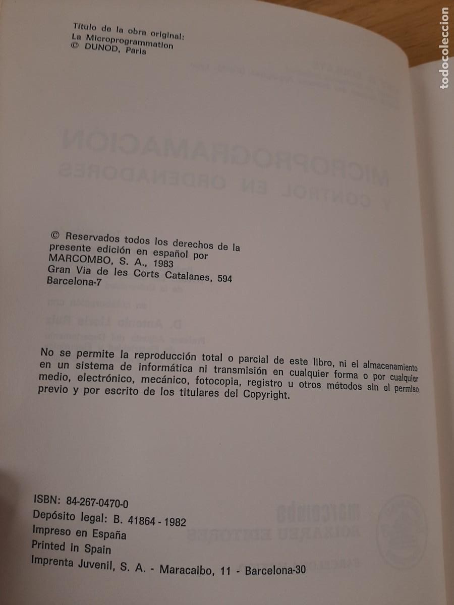 Libros de segunda mano: Microprogramaci&oacute;n y control en ordenadores - Guy G. Boulaye - Marcombo, 1982 - Foto 5