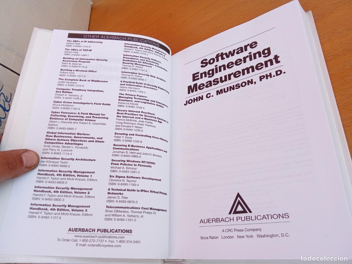 Libros de segunda mano: SOFTWARE ENGINEERING MEASUREMENT/MUNSON/en ingles INGENIER&Iacute;A DE SOFTWARE Y MEDICI&Oacute;N - Foto 6