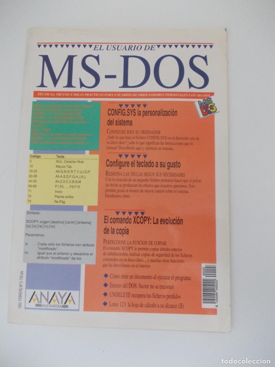 Libros de segunda mano: El Usuario de MS-DOS N&ordm; 3 Febrero 1993 Anaya Multimedia Informatica Vintage