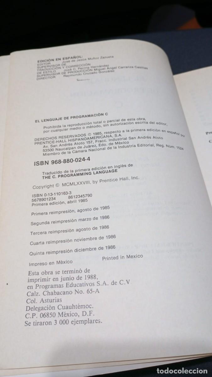Libros de segunda mano: El lenguaje de programaci&oacute;n C - Kernighan & Ritchie - Edici&oacute;n espa&ntilde;ola 1988 - Foto 3