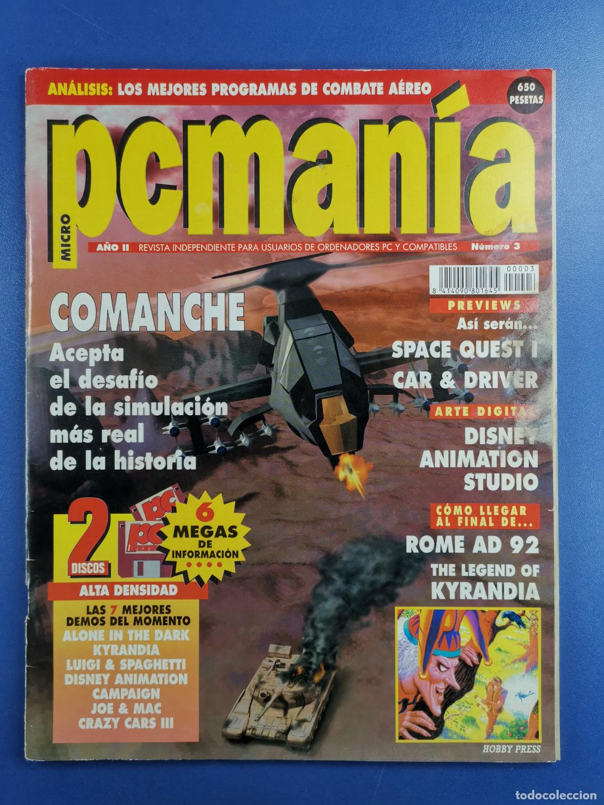 Libros de segunda mano: PCMAN&Iacute;A - n&ordm; 3 - Comanche - revista PC con 2 discos - Hobby Press