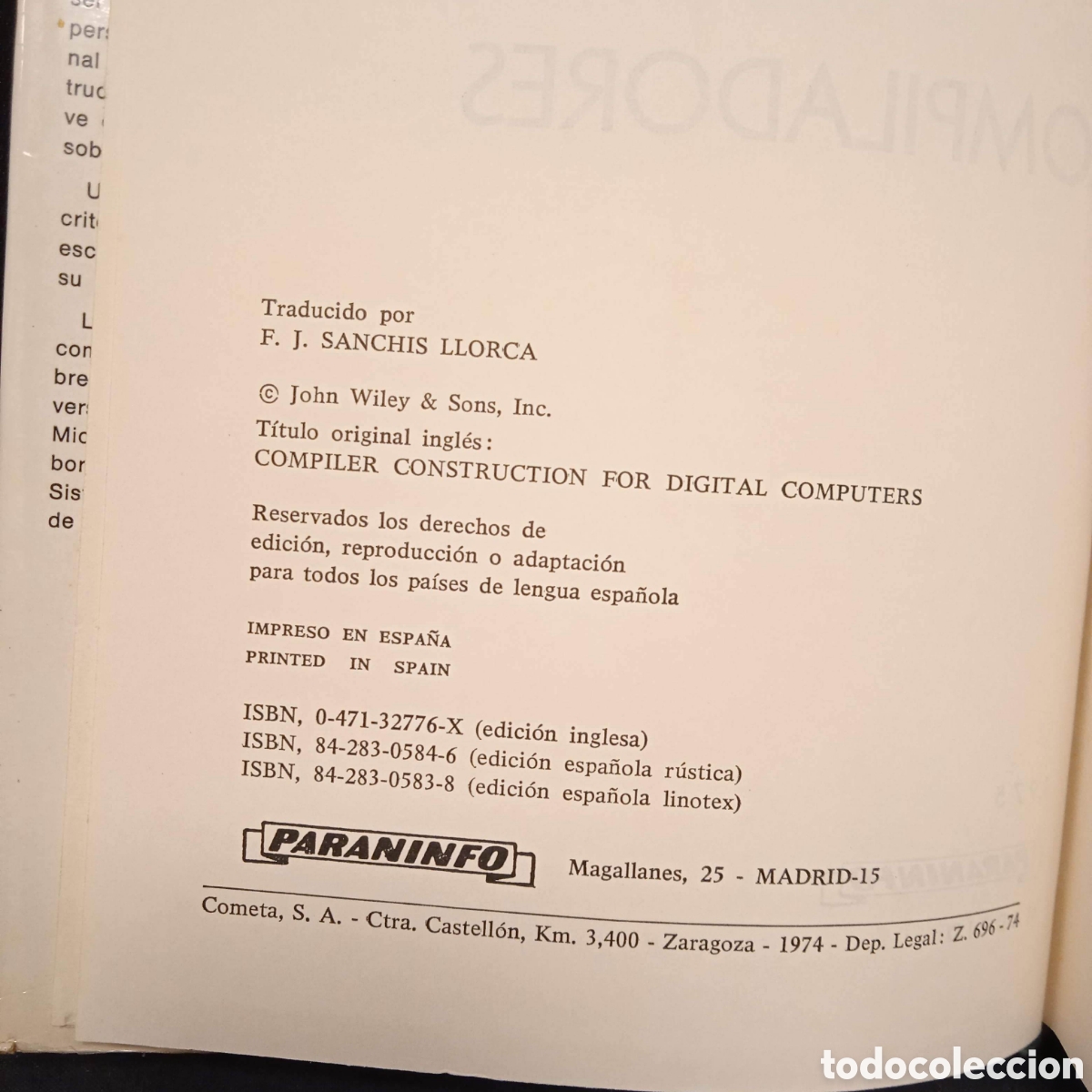 Libros de segunda mano: CONSTRUCCI&Oacute;N DE COMPILADORES (COMPUTADORAS) - DAVID GRIES - PARANINFO 1974#9721 - Foto 4