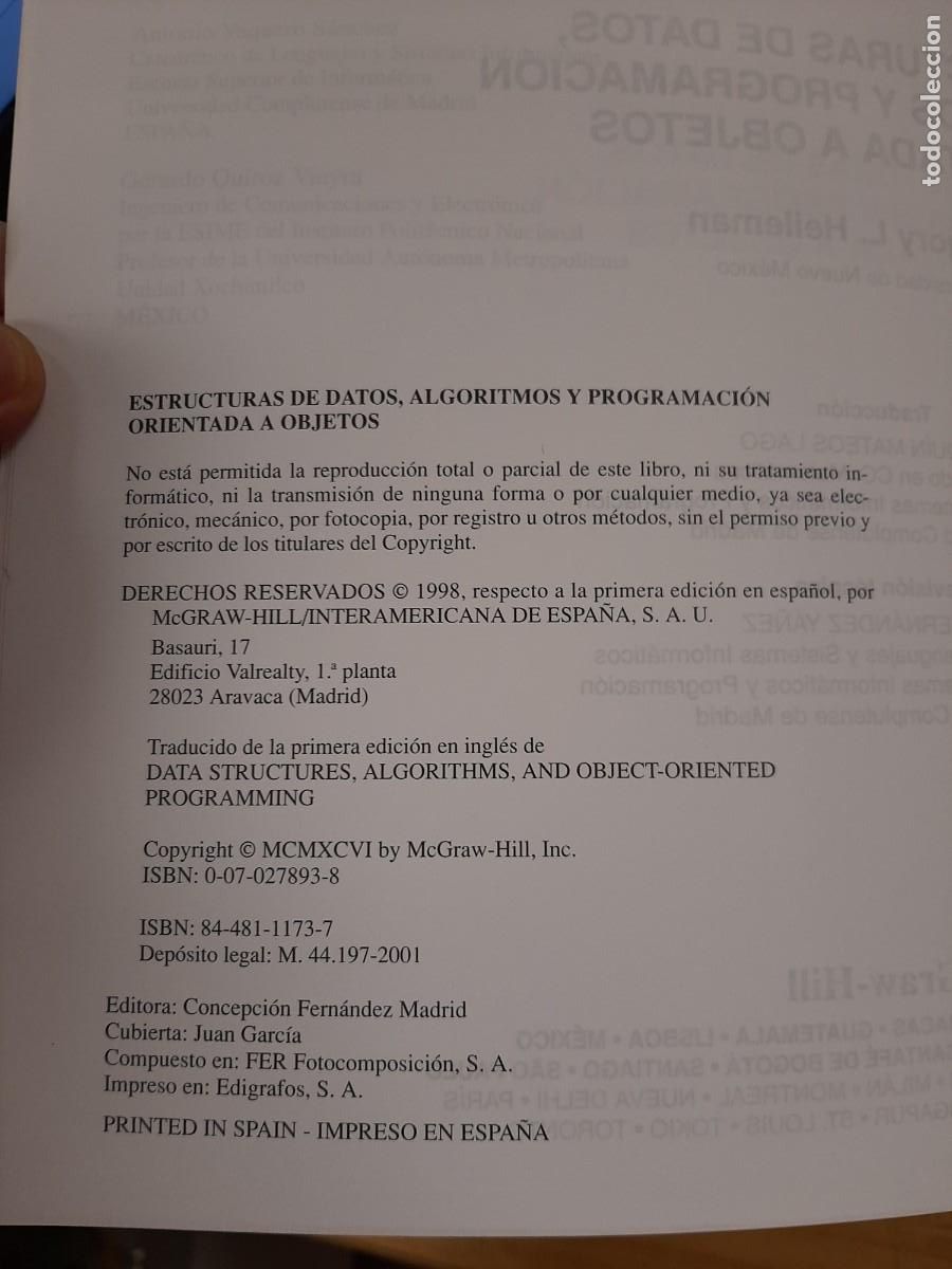Libros de segunda mano: Estructuras de datos, algoritmos y programaci&oacute;n orientada a objetos - Gregory L. Heileman - Foto 4