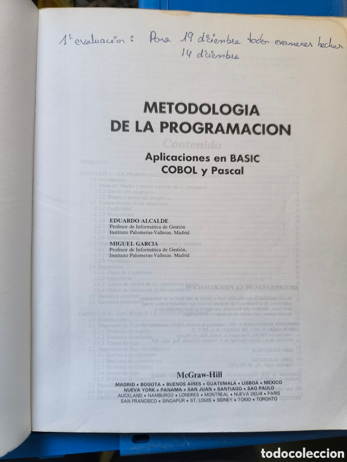 Libros de segunda mano: Metodolog&iacute;a de la programaci&oacute;n basic COBOL pascal Eduardo Alcalde - Foto 2