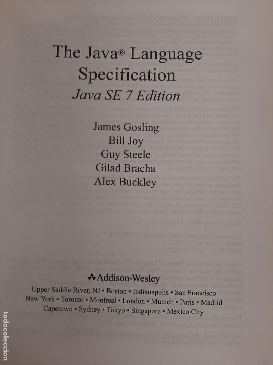 Libros de segunda mano: The Java Language Specification, Java SE 7 Edition - V.V.A.A. - Addison-Wesley, 2013 - Foto 4