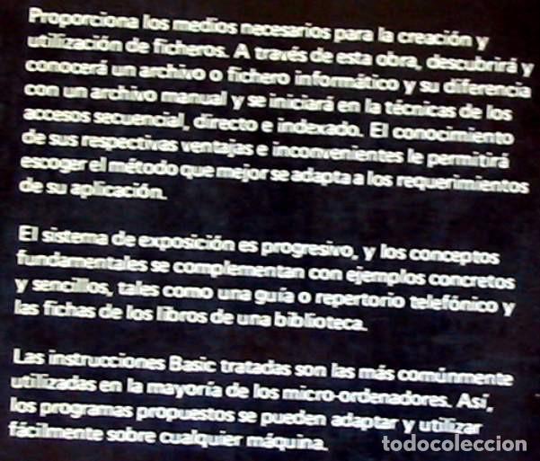 Libros de segunda mano: FICHEROS EN BASIC - CLAUDE DELANNOY - ED. PARANINFO 1985 - VER &Iacute;NDICE - Foto 2
