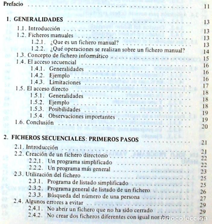 Libros de segunda mano: FICHEROS EN BASIC - CLAUDE DELANNOY - ED. PARANINFO 1985 - VER &Iacute;NDICE - Foto 3