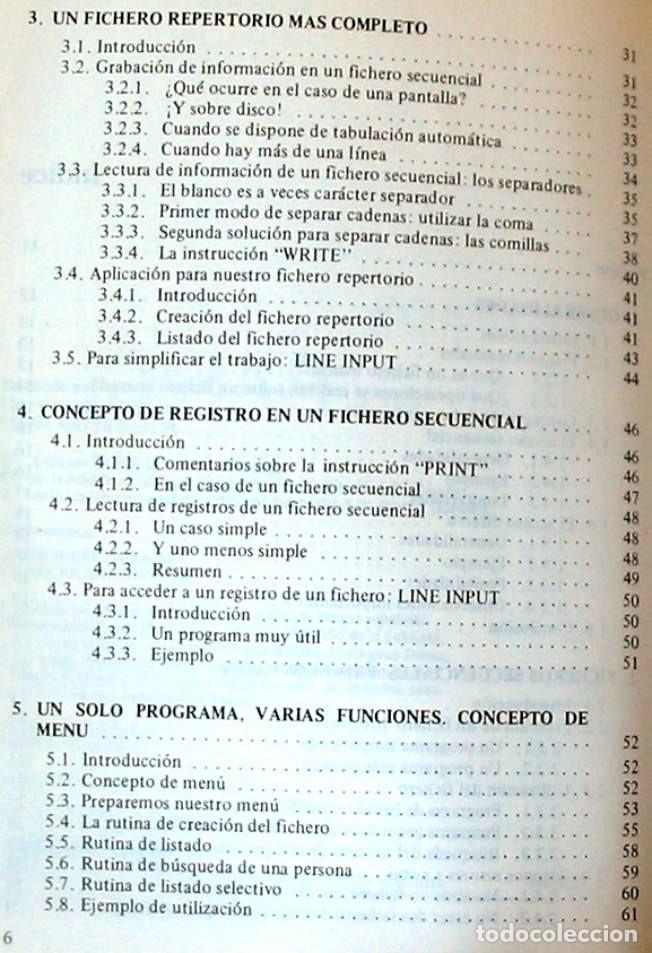 Libros de segunda mano: FICHEROS EN BASIC - CLAUDE DELANNOY - ED. PARANINFO 1985 - VER &Iacute;NDICE - Foto 4