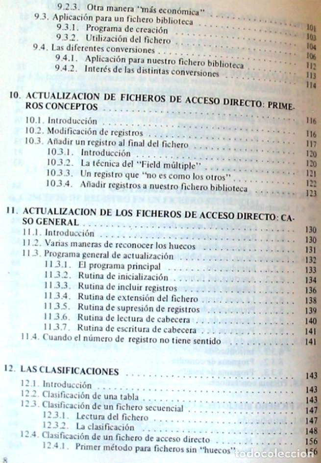 Libros de segunda mano: FICHEROS EN BASIC - CLAUDE DELANNOY - ED. PARANINFO 1985 - VER &Iacute;NDICE - Foto 6