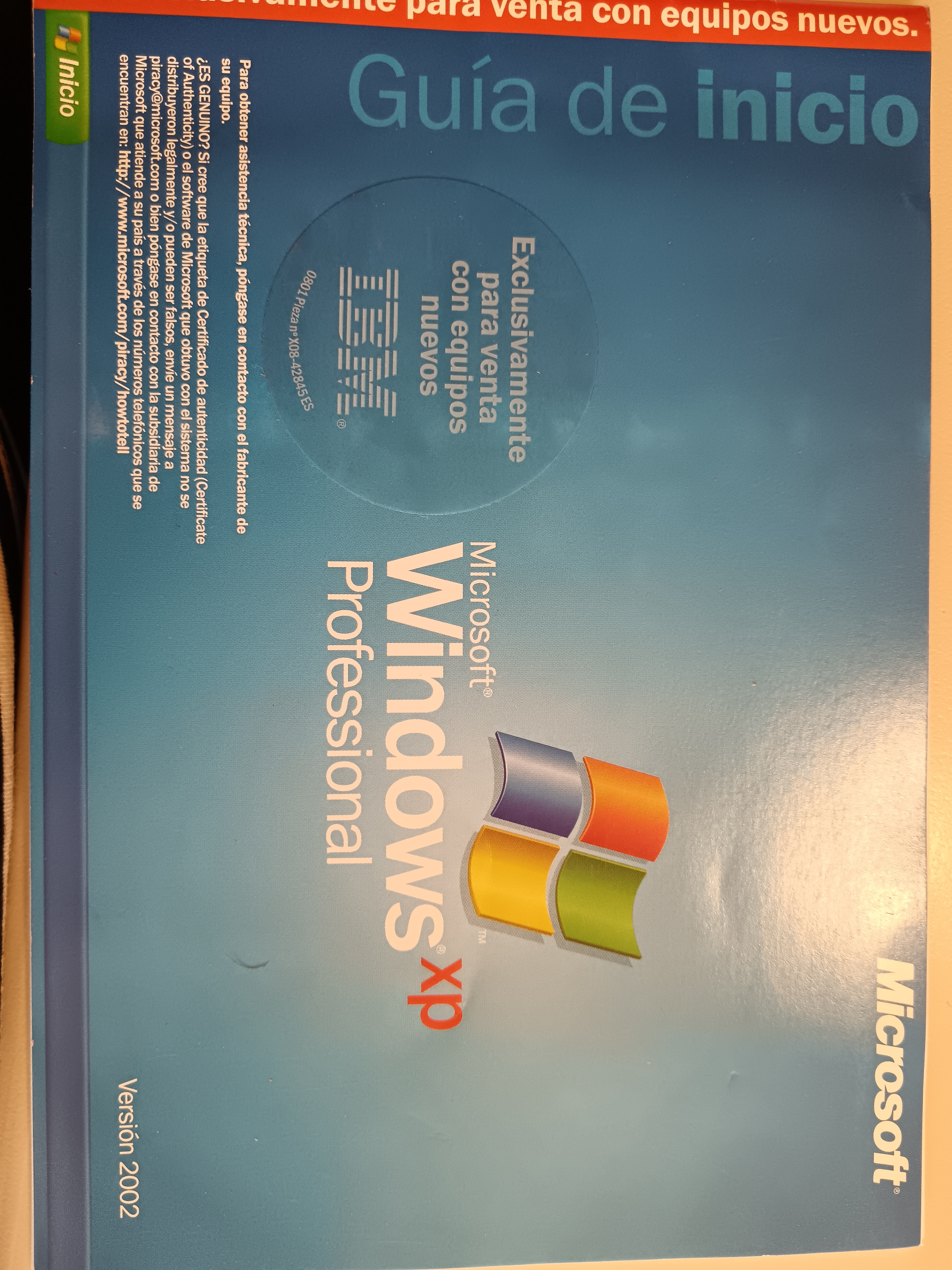 Libros de segunda mano: Windows XP Professional Gu&iacute;a inicio 2002
