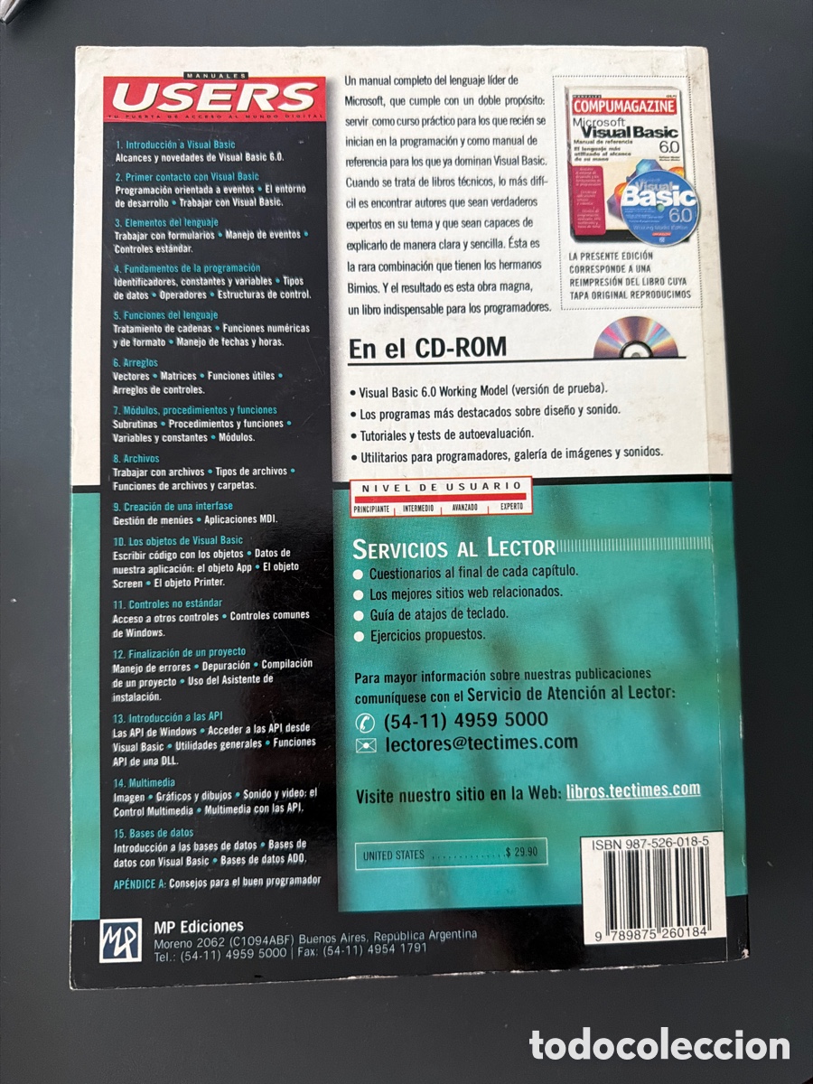 Libros de segunda mano: Microsoft Visual Basic 6.0 Baltasar Bimios con CD ORIGINAL - Foto 2