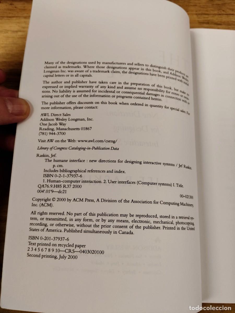 Libros de segunda mano: The Humane Interface: New Directions for Designing Interactive Systems - Jef Raskin - Addison-Wesley - Foto 5