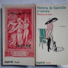 Libros de segunda mano: MARQUÉS DE SADE- JUSTINE + HISTORIA DE SAINVILLE Y LEONORE (ED. FUNDAMENTOS, COL. ESPIRAL)