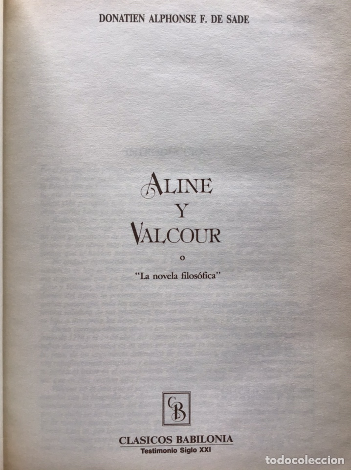 Libros de segunda mano: ALINE Y VALCOUR / MARQU&Eacute;S DE SADE / BABILONIA - Foto 2