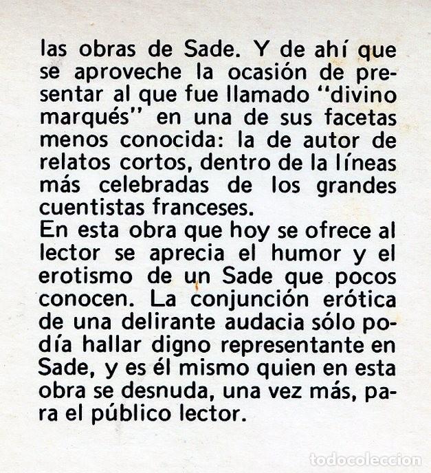 Libros de segunda mano: CUENTOS ER&Oacute;TICOS, de Marqu&eacute;s de Sade - Foto 3