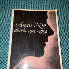 Libros de segunda mano: ANAÏS NIN. DIARIO I (1931-1934). ANAÏS NIN. EDITORIAL RM. 1ª EDICIÓN, 1977