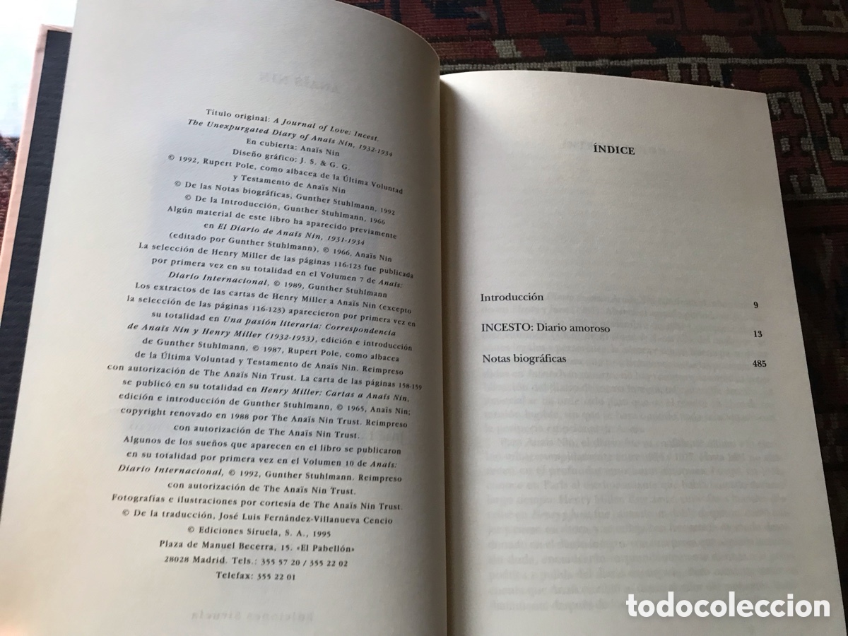 Libros de segunda mano: Incesto. Ana&iuml;s Nin. Siruela - Foto 6