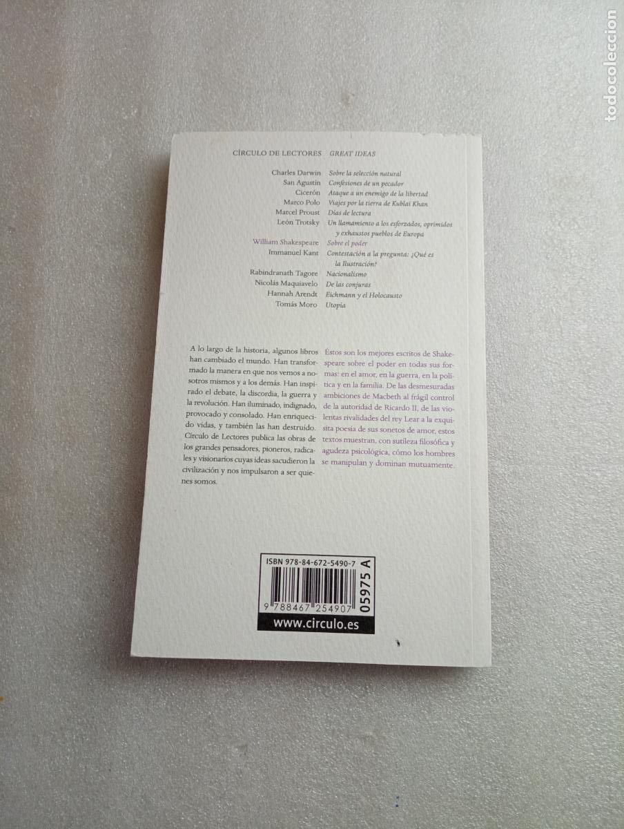 Libros de segunda mano: SOBRE EL PODER - WILLIAM SHAKESPEARE - COLECCI&Oacute;N GREAT IDEAS - WILLIAM SHAKESPEARE - Foto 2