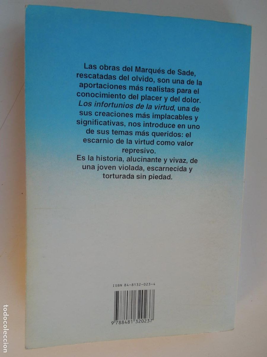 Libros de segunda mano: MARQU&Eacute;S DE SADE - LOS INFORTUNIOS DE LA VIRTUD - SEUBA EDICIONES 1994. - Foto 2