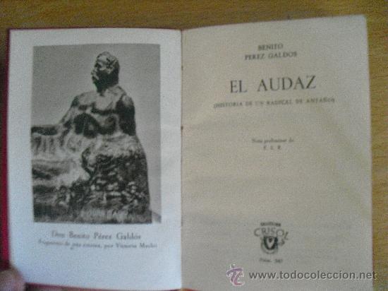 Libros de segunda mano: El Audaz.Benito P&eacute;rez Gald&oacute;s - Foto 1