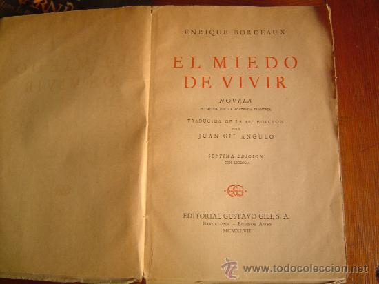 Libros de segunda mano: Libro El Miedo de Vivir.E. Bordeaux. - Foto 2