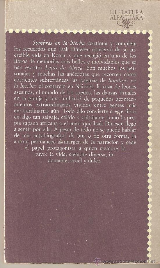 Libros de segunda mano: ISAK DINESEN, SOMBRAS EN LA HIERBA - Foto 2