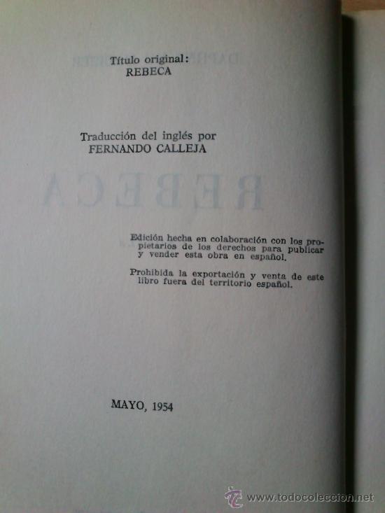 Libros de segunda mano: REBECA - DAPHNE DU MAURIER - EDITORIAL PLANETA - Foto 3