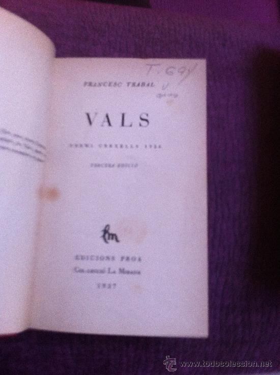 Libros de segunda mano: VALS. Francesc Trabal. 1.937 - Foto 1