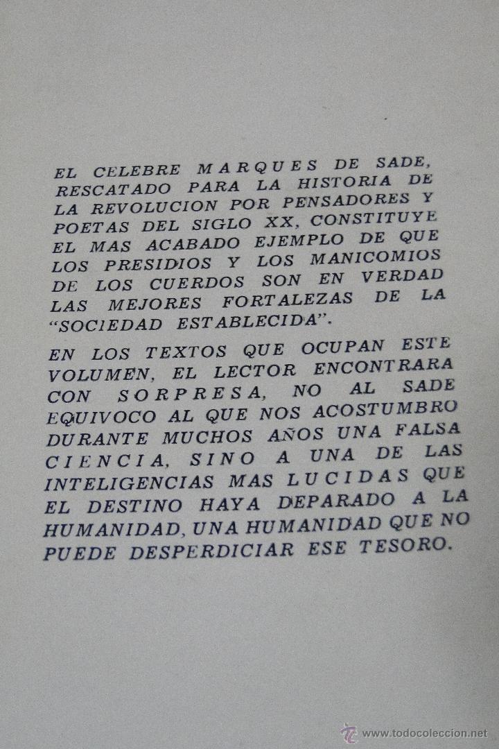 Libros de segunda mano: SADE Obras Escogidas.--Marqu&eacute;s de Sade - Foto 2