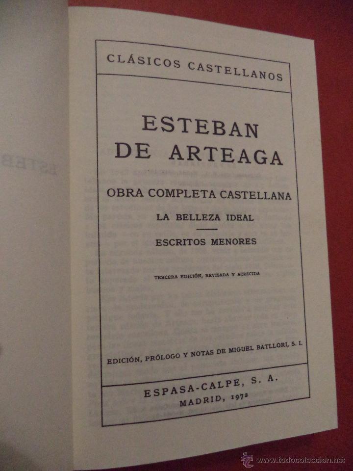 Libri di seconda mano: OBRA COMPLETA CASTELLANA DE ESTEBAN DE ARTEAGA. LA BELLEZA IDEAL. ESCRISTOS MENORES.