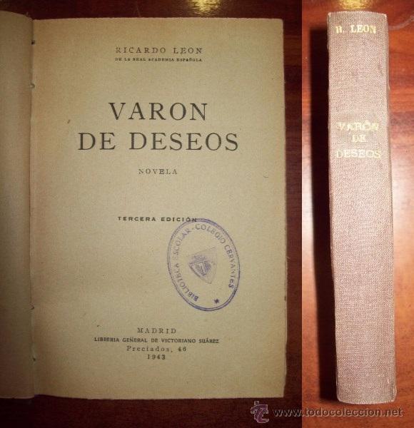 Libros de segunda mano: LE&Oacute;N, Ricardo. Var&oacute;n de deseos : Novela - Foto 1