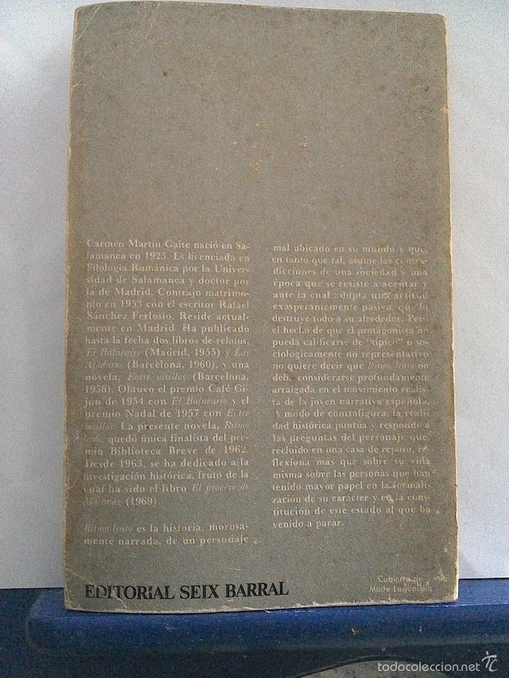 Libros de segunda mano: RITMO LENTO - MART&Iacute;N GAITE, CARMEN - Foto 2