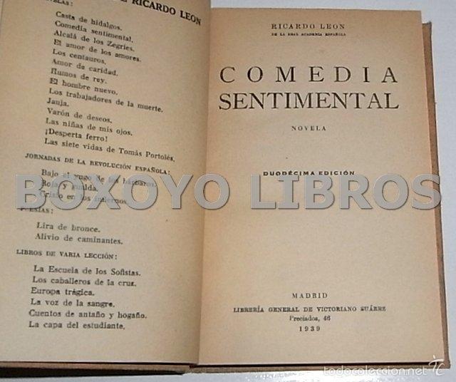 Libros de segunda mano: LE&Oacute;N, Ricardo. Comedia sentimental - Foto 2