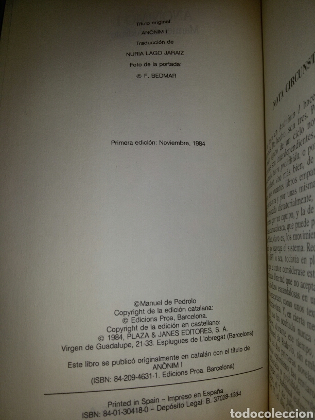 Libros de segunda mano: ANONIMO I / Primera edicion 1984 - Foto 2