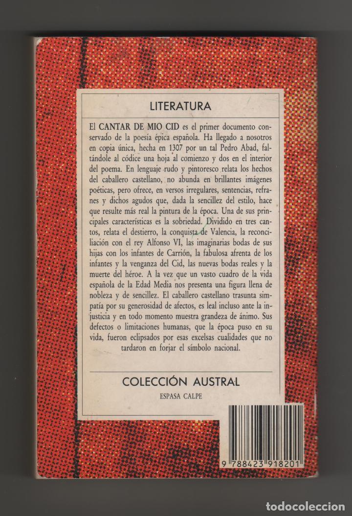 Libros de segunda mano: CANTAR DE MIO CID - AN&Oacute;NIMO - N&ordm;A20. - Foto 2