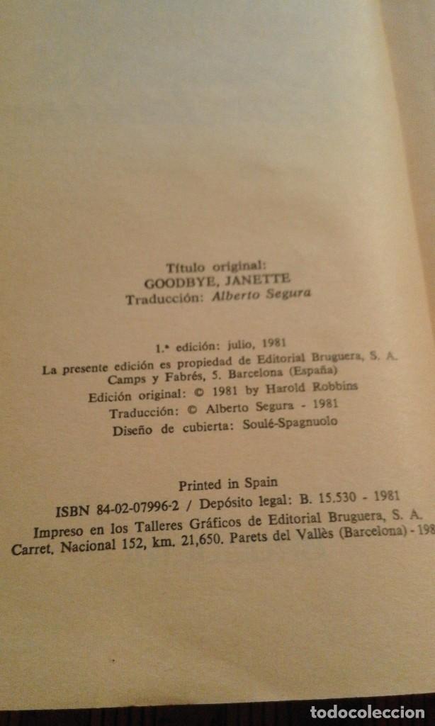 Libros de segunda mano: Adi&oacute;s Janette - Harold Robbins - Foto 3