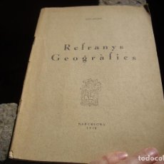 Libros de segunda mano: JOAN AMADES: REFRANYS GEOGRÀFICS, IMP.COMAS 1938 BARCELONA