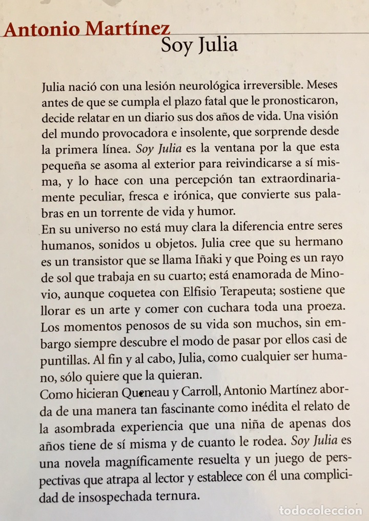 Libros de segunda mano: Soy Julia. Antonio Mart&iacute;nez - Foto 2