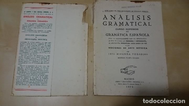 Libros de segunda mano: Analisis gramatical 1972 de Luis Miranda Podadera - Foto 2