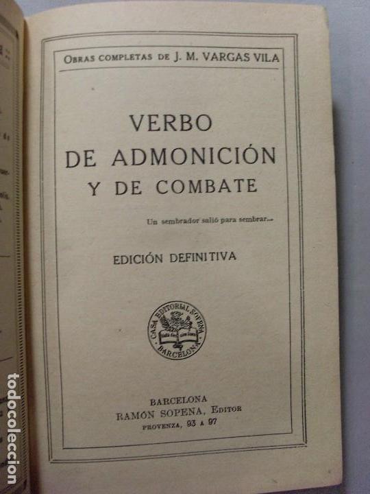 Libros de segunda mano: VERBO DE ADMONICI&Oacute;N Y DE COMBATE / Vargas Vila / - Foto 2